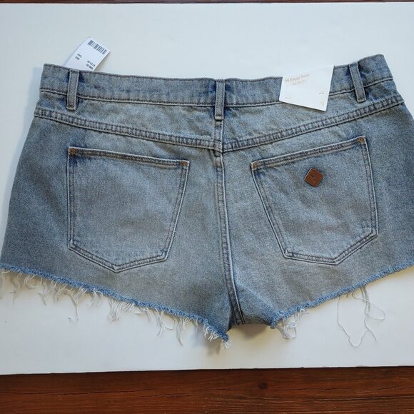 🆕 Abrand Denim Jean Shorts Mid-Rise Baggy "Shorty Short" Boho Grunge Size 32 - Picture 5 of 10